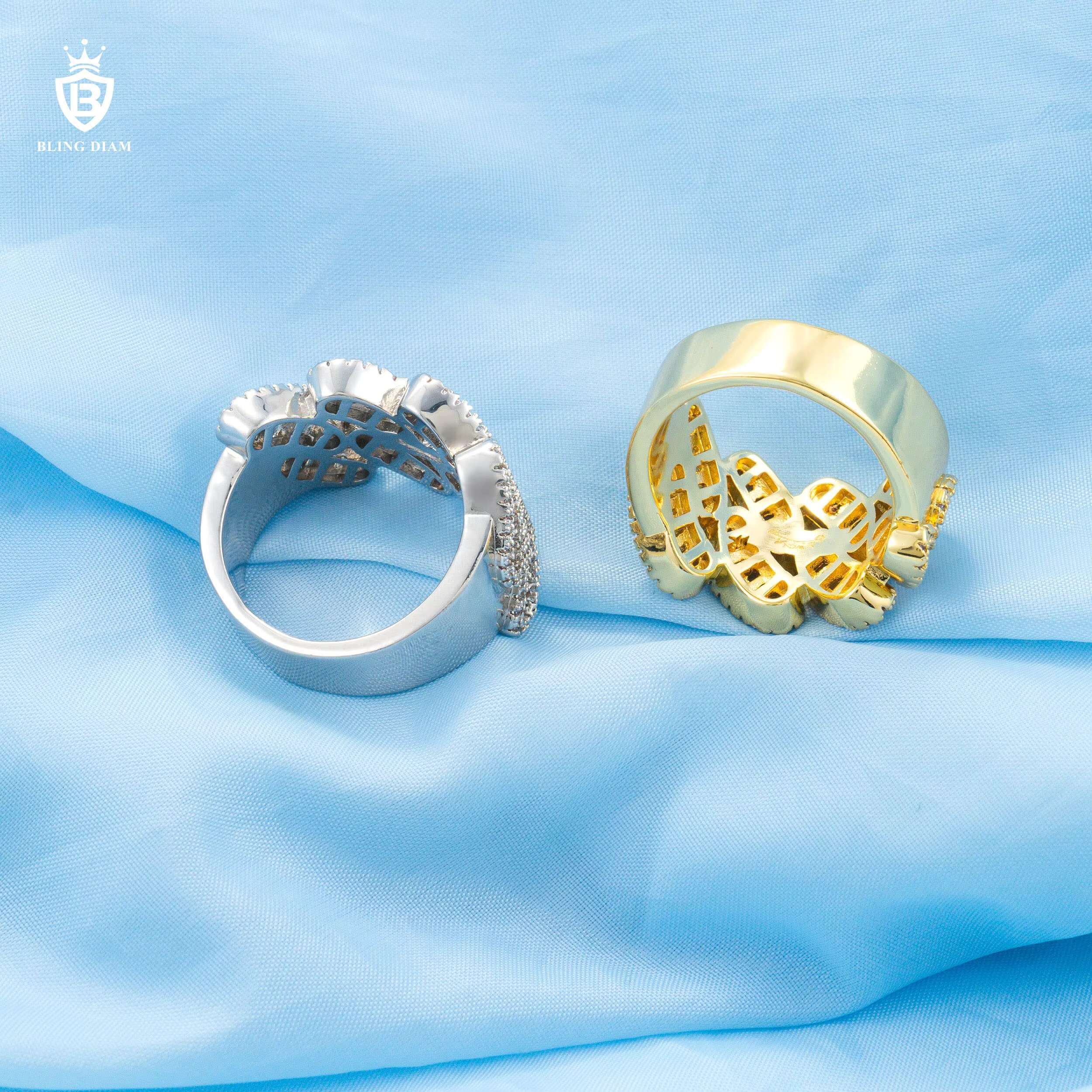Fashion Hip Hop Cuban Moissanite Jewelry 925 Sterling Silver Vvs Diamond 18K Iced Out Cuban Ring for Men