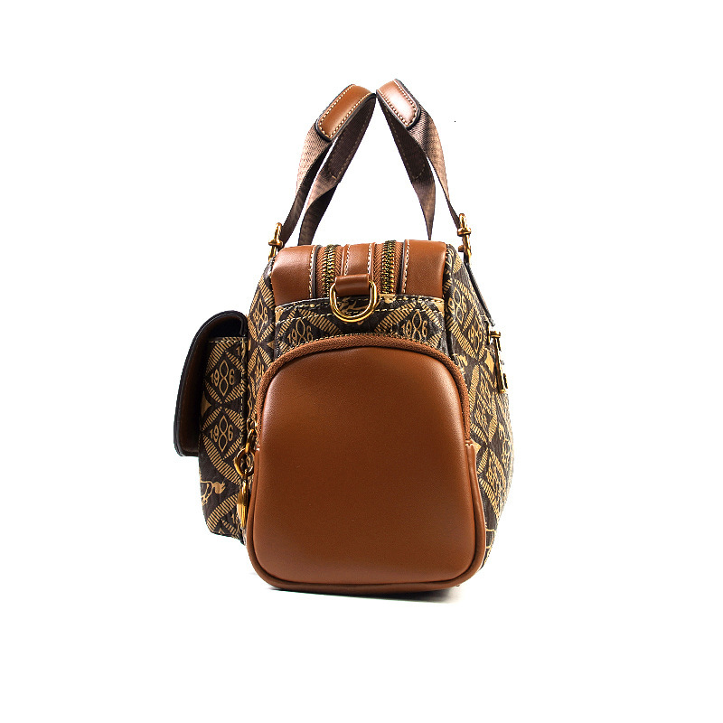 MASA Vintage Flower Fashion Handbag Middle Aged Women S Bag Light Luxury High End Texture Crossbody Bag Tote Bag