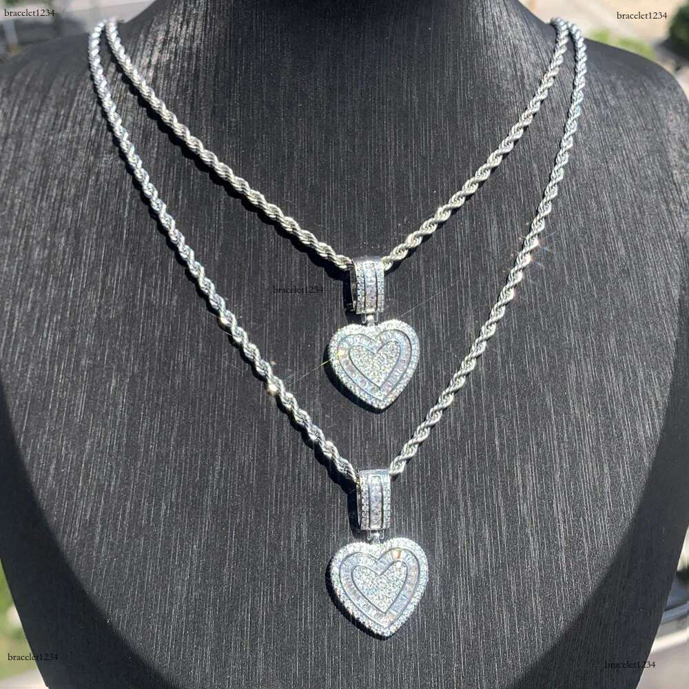 2025 New Fashion Lover Bg 5A Cz Heart Pendant Necklace Iced Out Cubic Zirconia Charm Hip Hop Jewelry for Girls Women Gift