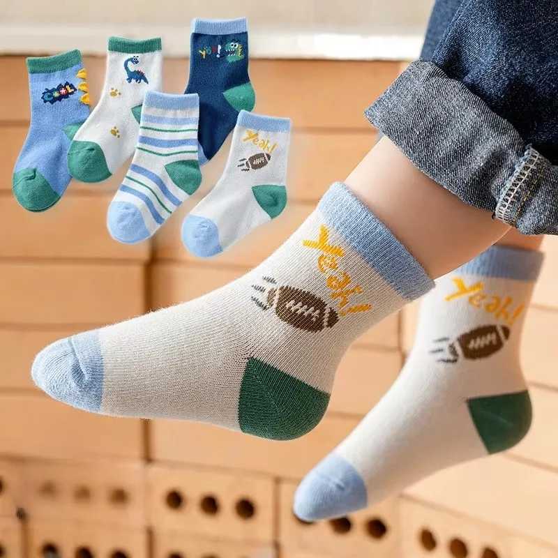 5 Pairs Autumn Winter New STYle CHIldrens SOCKS Mid-high Long Dinosaur Design Boys Girls Baby SOCKS G251124