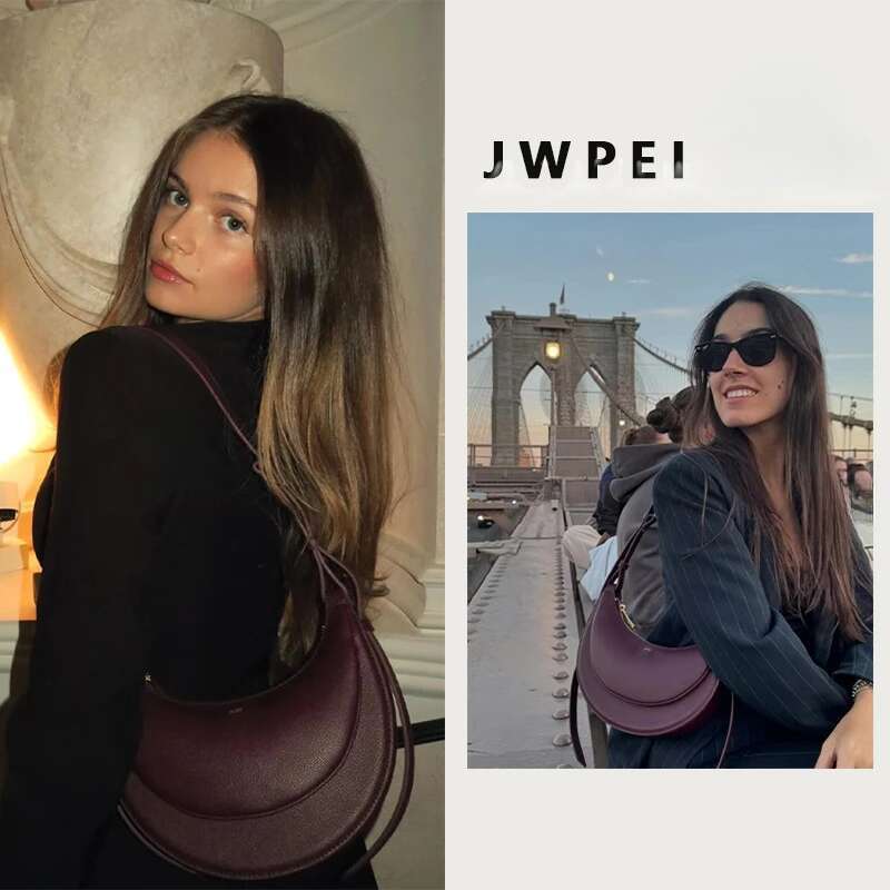 Designer Bag JW PEI Vegan Leather Crescent Bag - Retro Adjustable Crossbody For Women, Structured Mini Hobo Purse