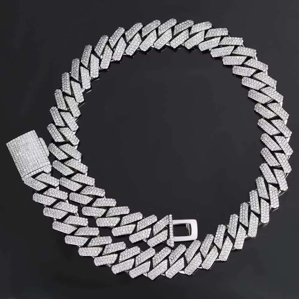 Hip Hop Jewelry 18mm Thick Cuban Link Diamond Necklace for Men Gold Plated Miami Cuban Chain Iced Out CZ Prong Cuban Link Chain