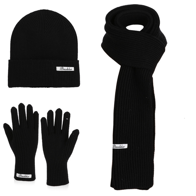 Winter Hat Gloves Scarf Three-Piece Set designer hat Outdoor Warm Knitted Wool Hat Cold-Proof Ear Protection Versatile Pullover Hat for Women