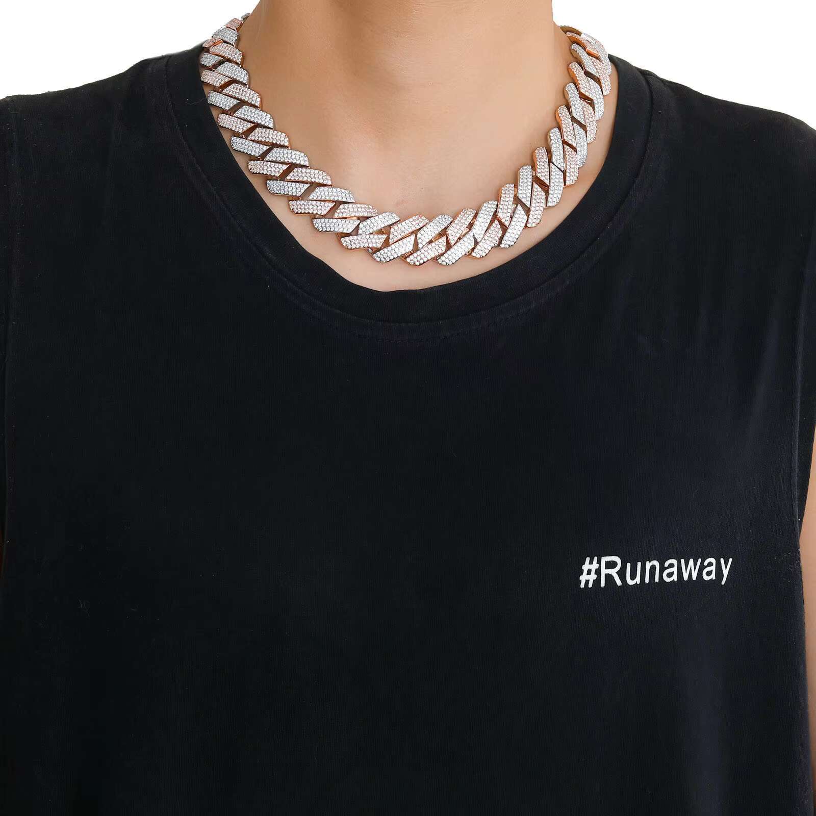 QX 20MM Custom Brass 18K Gold Plated Fashion Jewelry Hiphop Cuban Chain Zircon Necklace for Men Women