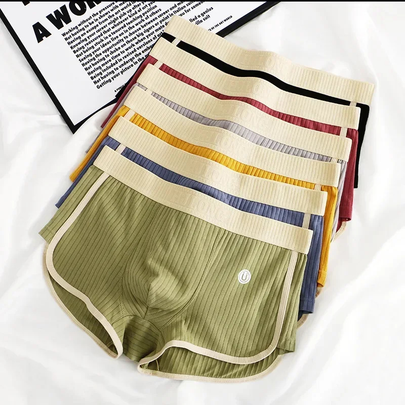 13 piece 100 pure cotton striped mens boxing sexy breathable mesh Ushaped crotch underwear high elasticity wide waistband 250417