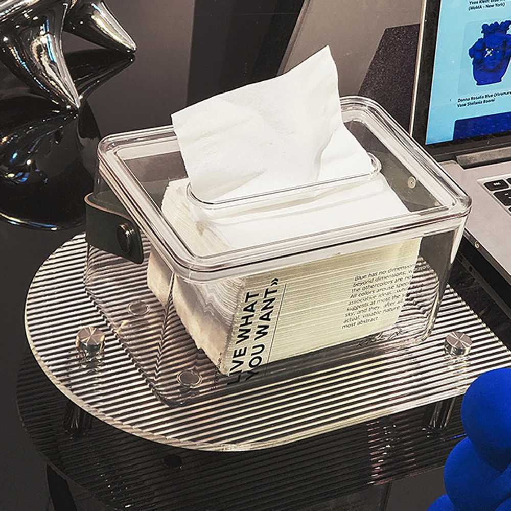 Modern Acrylic Tissue Box Transparent Fashion Napkin Holder Home Decoration Living Room Desk Decor Accessories Decorative BoxM251124