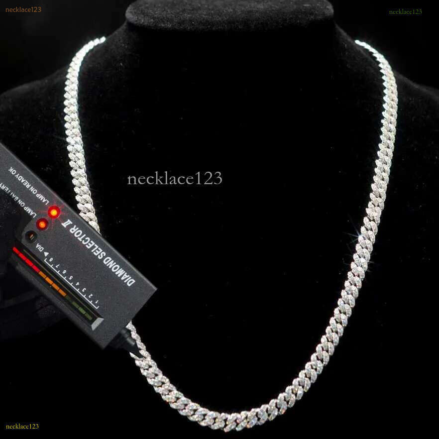 necklace moissanite chain Custom Pass Dia Tester Hip Hop Jewelry Sterg Sier 6mm 8mm Iced Out VVS Cuban k Moissanite Chain For Men