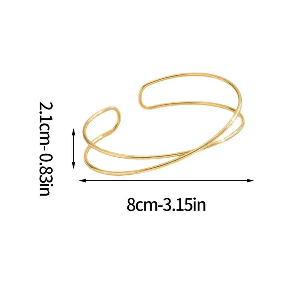 2 pieces of womens bracelet doublelayer open adjustable exposed style solid color metal arm cuff jewelry 250415
