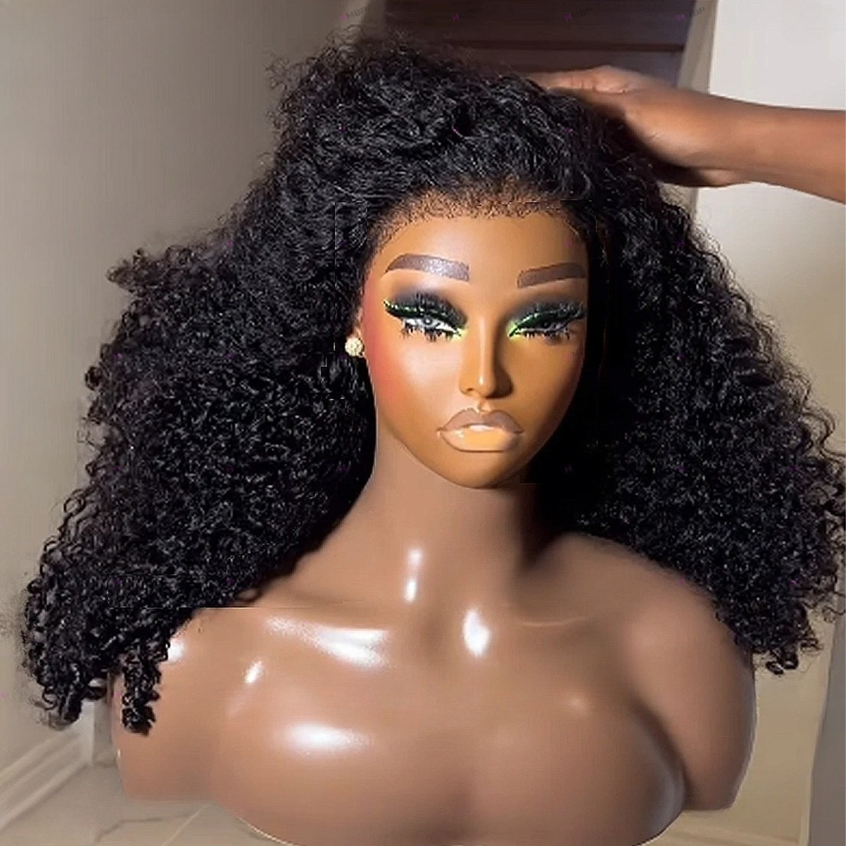 200Density Black Glueless Afro Kinky Curly Human Hair Wigs for Women Water Wave 13X4 Lace Frontal Wig Pre-Cut HD Lace Wig Pre-Plucked Ready To Wear