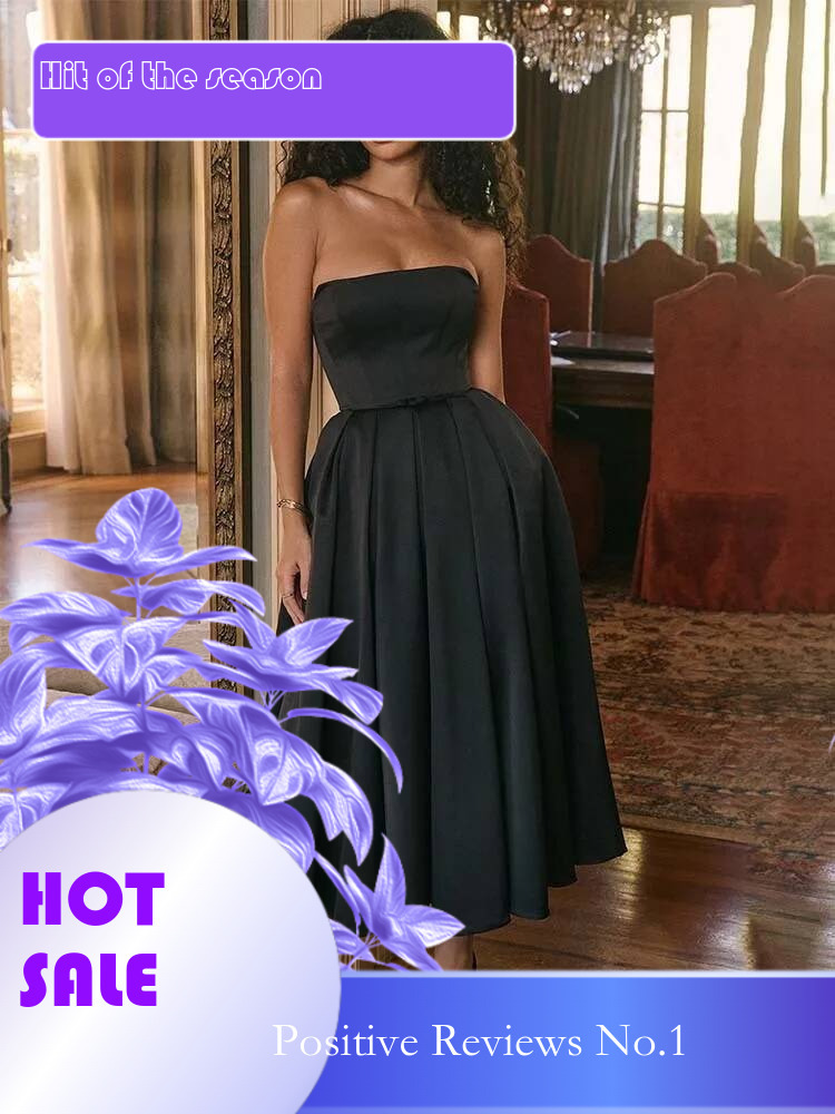 Dongdumaoyi Townlike Midi Long Pleated A Line Dress Women Spring Summer Strapless Nightclub Sexy Party Dresses