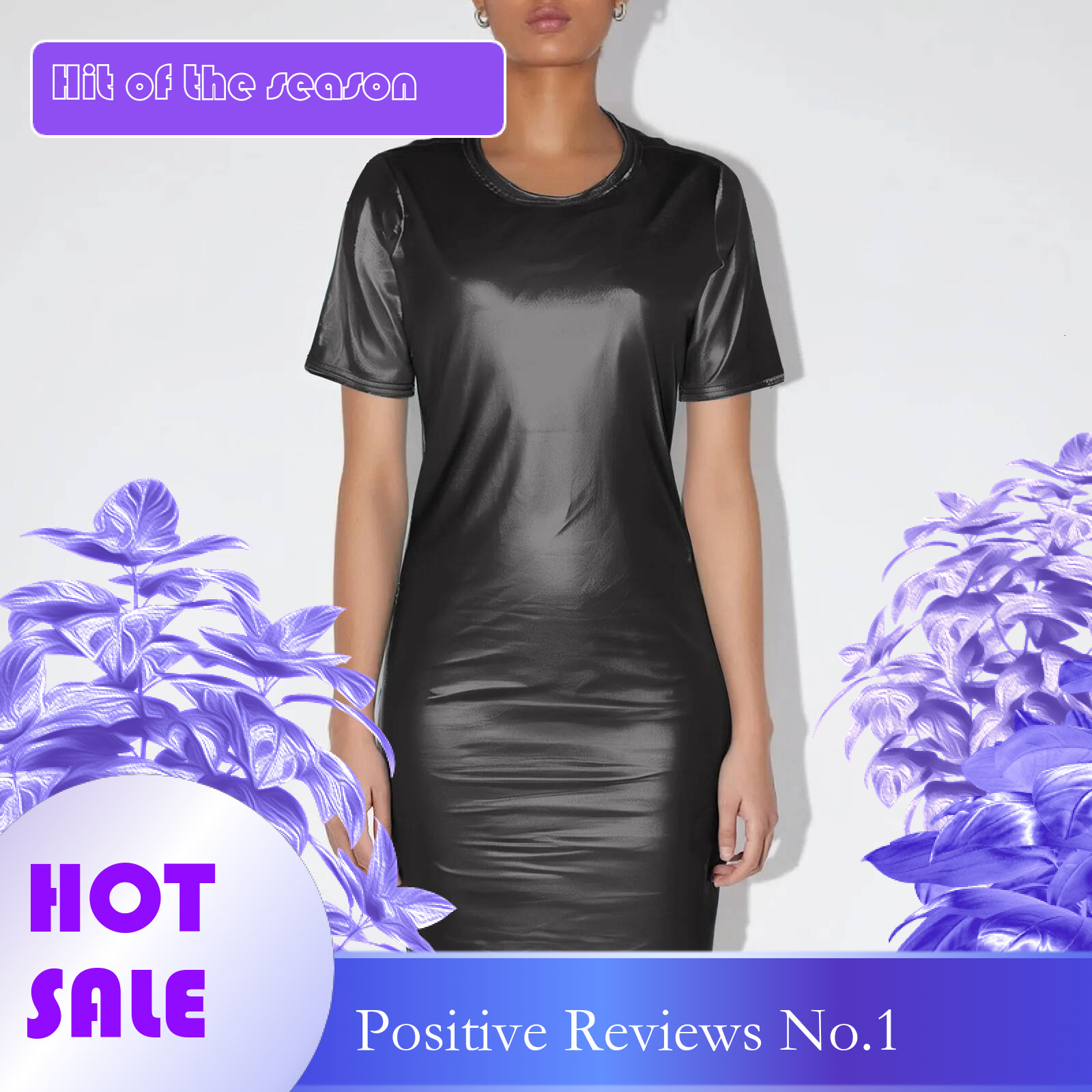 Dongdumaoyi Sexy Elegant Dress Imitation PU Leather Slim Bodycon Women Short Sleeves Skinny Club Party Vestidos