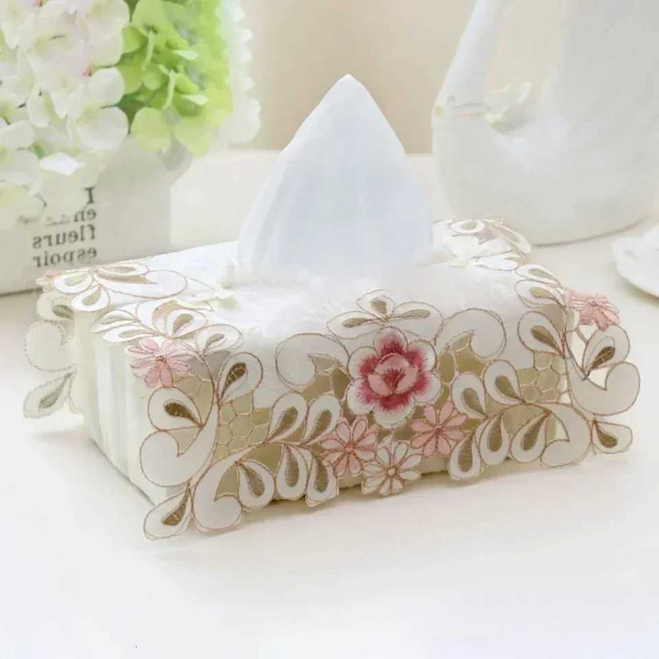 Exquisite Vintage Lace Fabric Tissue Box Cover European Style Embroidery Pastoral Style Embroidery Fabric Tissues Box CoverM251124