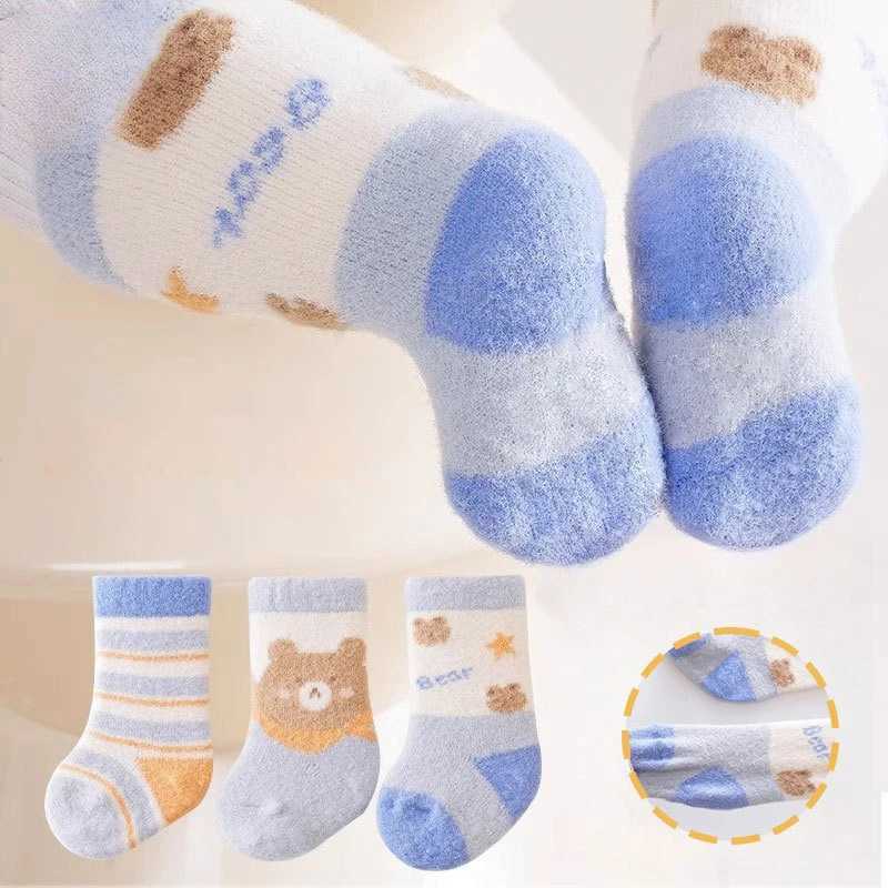 3 Pair Childrens Socks Winter Thick Warm Socks Cute Soft Mid Tube Socks Autumn Socks Baby Floor Socks G251124