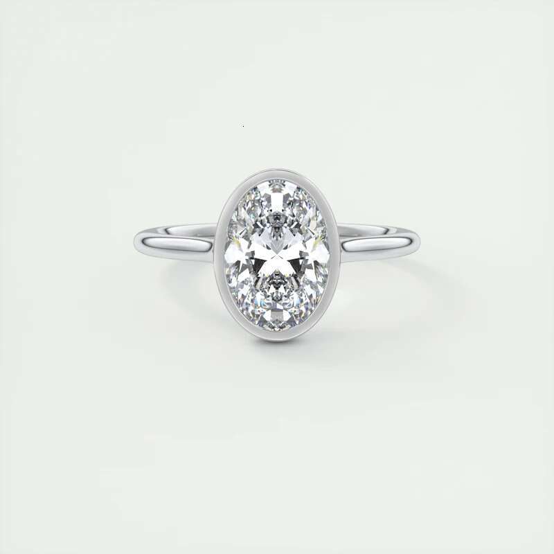 Anziw 100% Real 925 Sterling Sliver 4.5 Carat Oval Cut Cubic Zirconia Engagement Ring for Women Sparking Lab Diamond Finger Ring