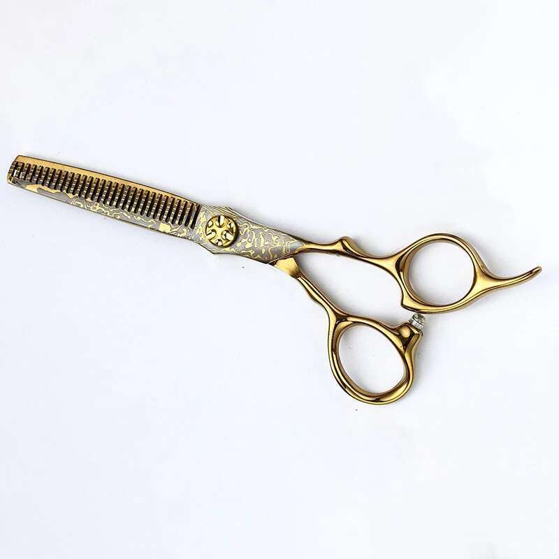 Professional Hairdresser Scissors Set 6 Inch 440C Damascus Pattern Flat Thin Salon Use Hair Cutting Tools Kit