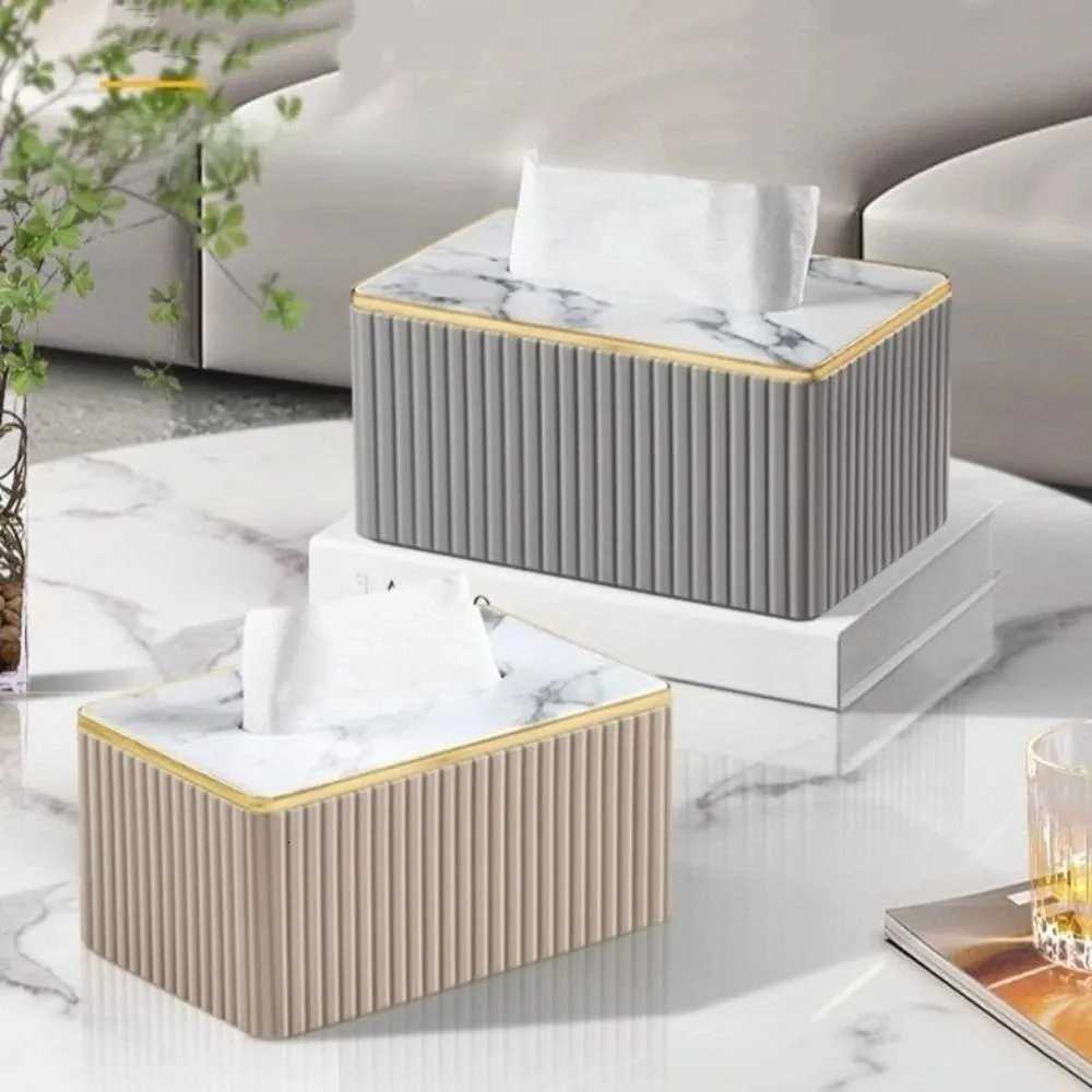 Vertical Pattern Leather Tissue Box Light Luxury Ornament Napkin Holder European Style High-end Paper Storage ContainerM251124