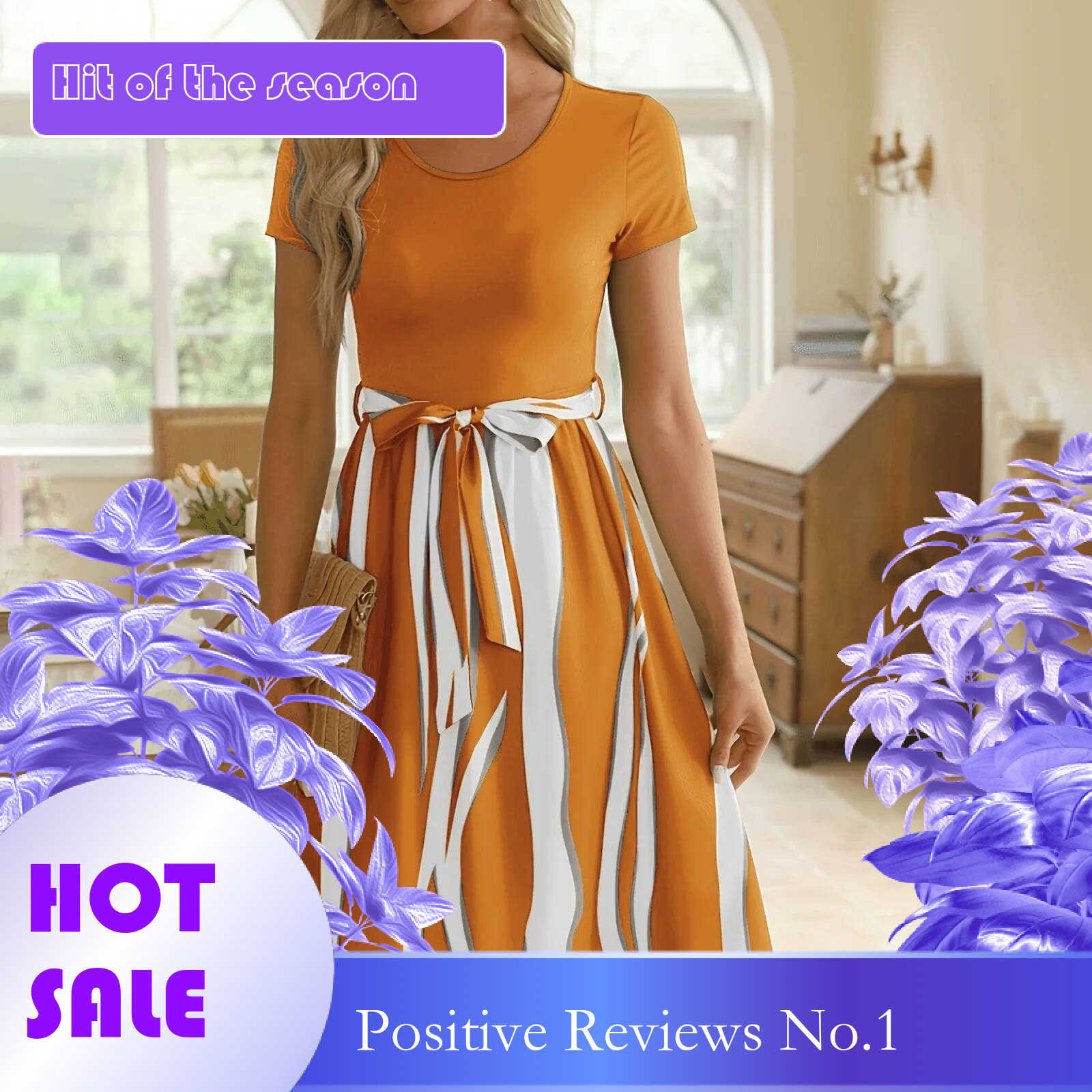 Dongdumaoyi Summer Y K Maxi Sundress Vestidos Vintage Striped Midi Dress Orange Casual Short Sleeve Harajuku Waist Bow Long Women