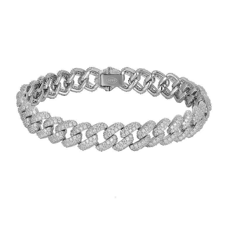 High Quality Large Gold Plated Iced Out Sterling Silver Cuban Link Chain Necklace for Men