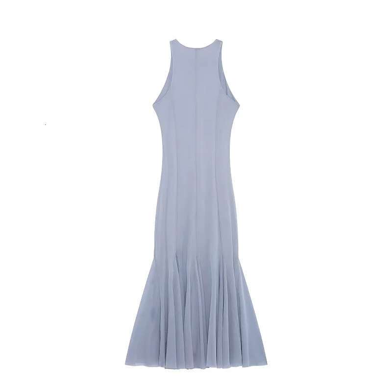 TRAF Blue Slim Fit Long 2025 Women's Spring Elegant Party Evening Dresses Fashion Casual Vintage Y2k Midi Dress Vestidos