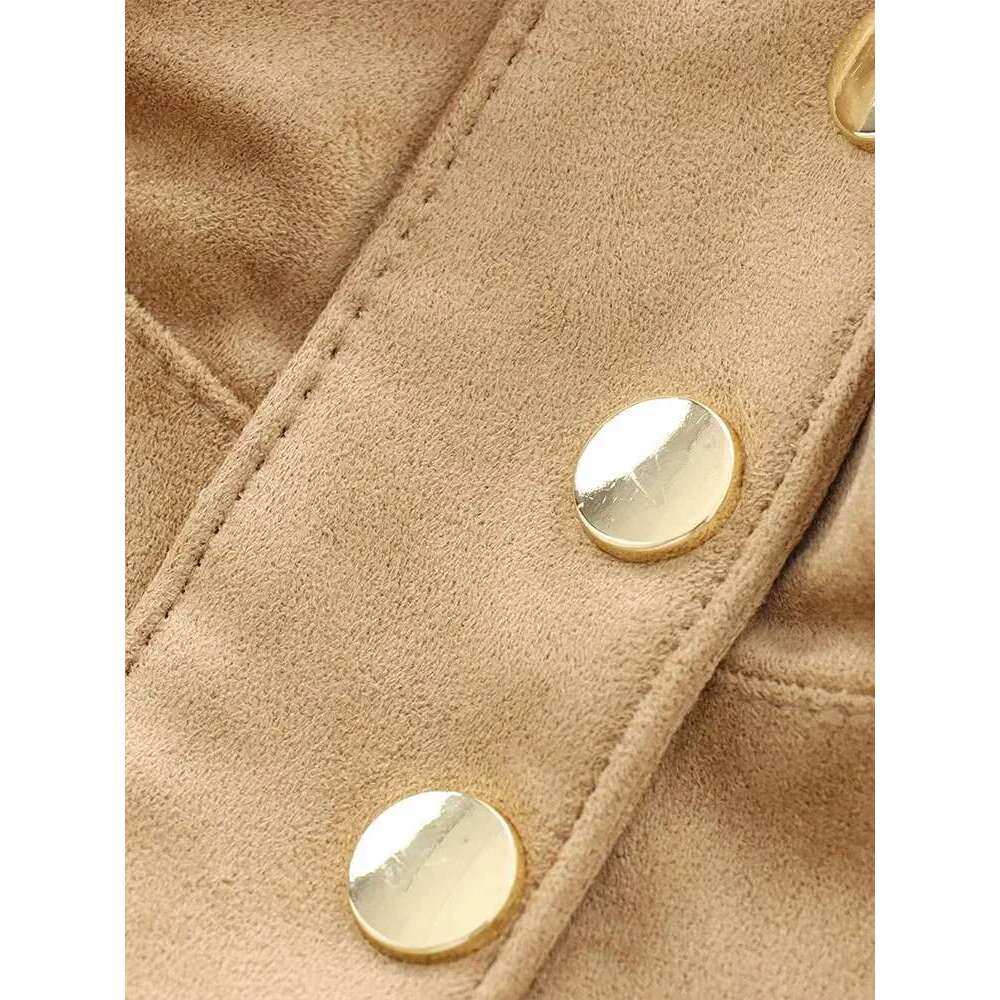 Designer Clothes Autumn New Women's Wear High-Quality Texture Fashionable All-Match Half-High Collar Long-Sleeved Suede Jacket