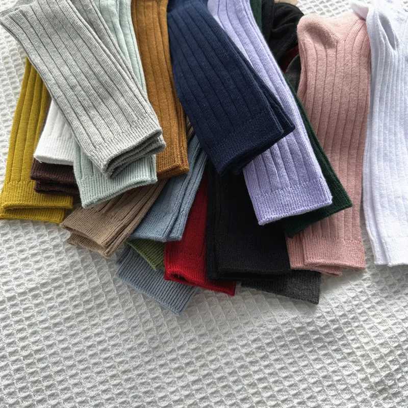 New Solid Baby Boys Girls Knee High Long Socks Cotton Breathable Stripe Soft Kids Sock Children School Uniform Stripe Socks G251124