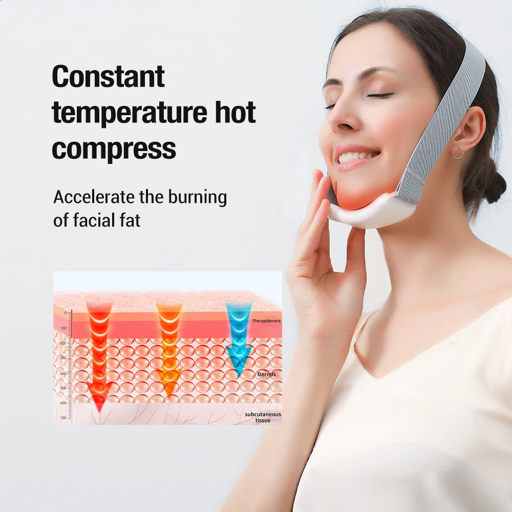 EMS Microcurrent Facial Massager Double Chin Reducer Vibration Heating Skin V Line Face Slimming Lifter Belt 250418