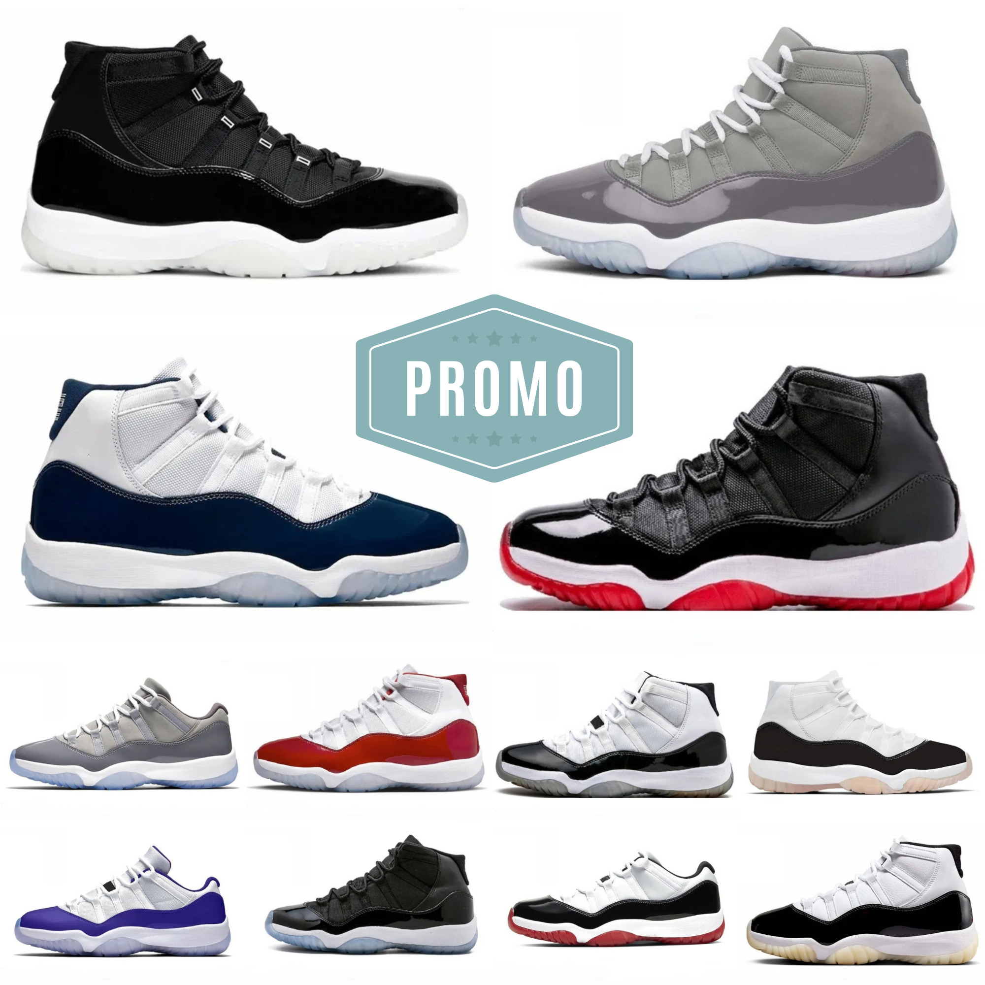 Trainers J11 11 Basketball Sports Shoes Men Women 11s Bred DMP Gratitude Retroes Jubilee Cherry COOL GREY Space Jam Cool Cement Grey Sneakers Gamma Blue Outdoor Shoe