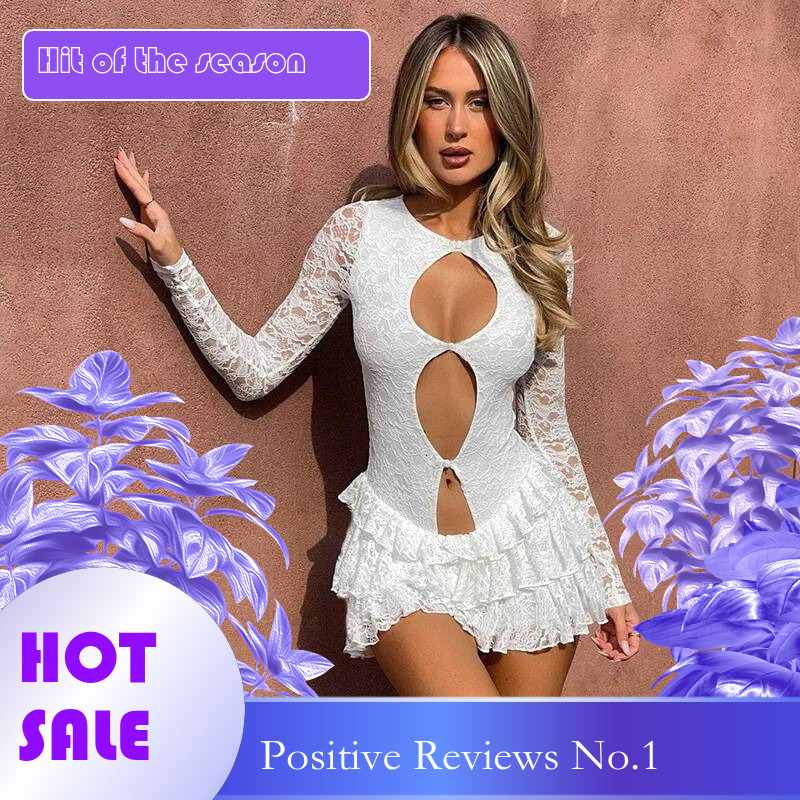 Dongdumaoyi Townlike Lace Waist Wrap A Line Ball Gown Dress Women Mini Autumn Winter Hollow Out Nightclub Sexy Party Dresses