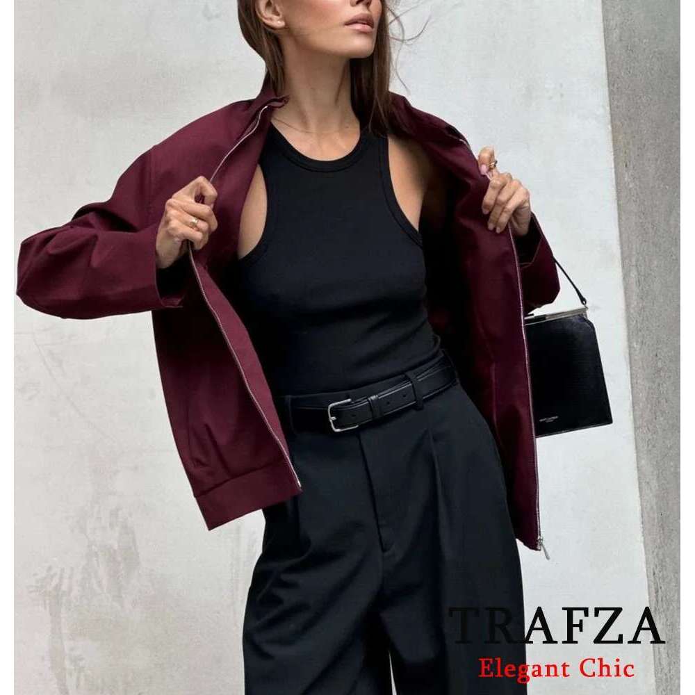Designer Clothes Trafza-Women Vintage Loose Lapel Bury Color Zipper New 2025 Spring Autumn Stylish Versatile Casual Jacket