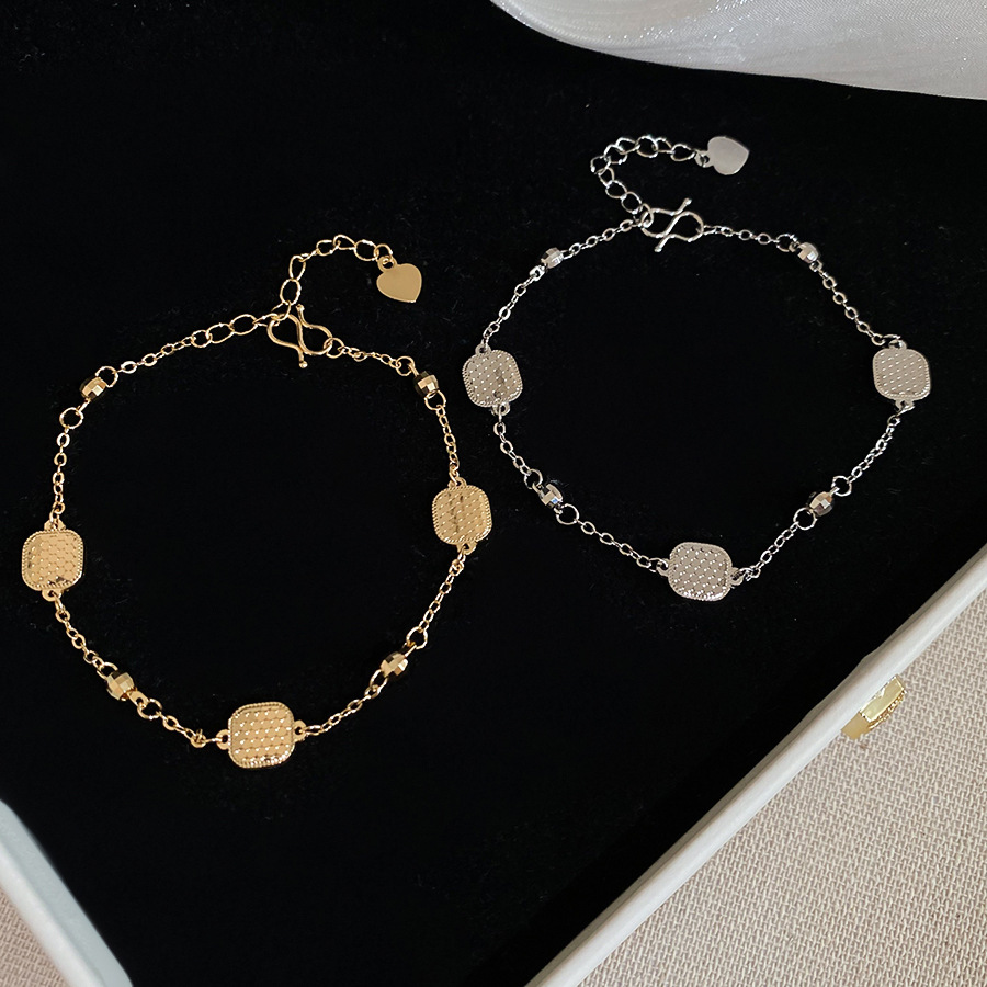 European and American Cross-Border Glossy Square Plain Silver Fashion Simple Versatile Elegant Bracelet Niche Design Sense Jewelry for Women - view 8