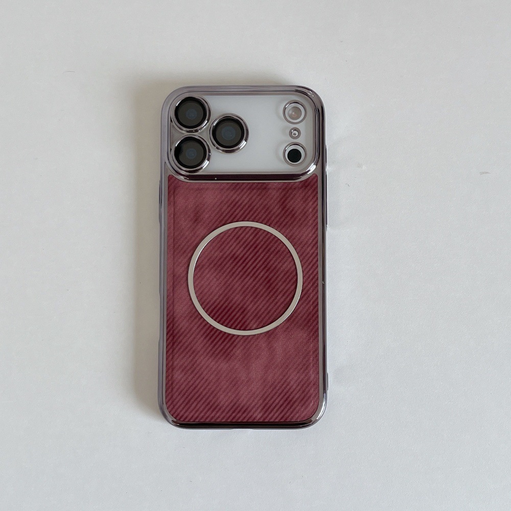 Denim Texture Magnetic Phone Case Compatible with iPhone 17 Pro Max Electroplated Full Coverage Lens Protector Hard Case