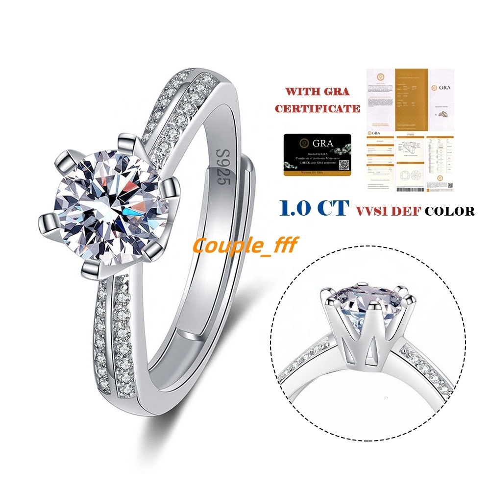 Wholesale Custom GRA VVS Moissanite S925 925 Sterling Silver Anneaux Anel Anillo Fashion Jewelry Finger Ring for Women Lady