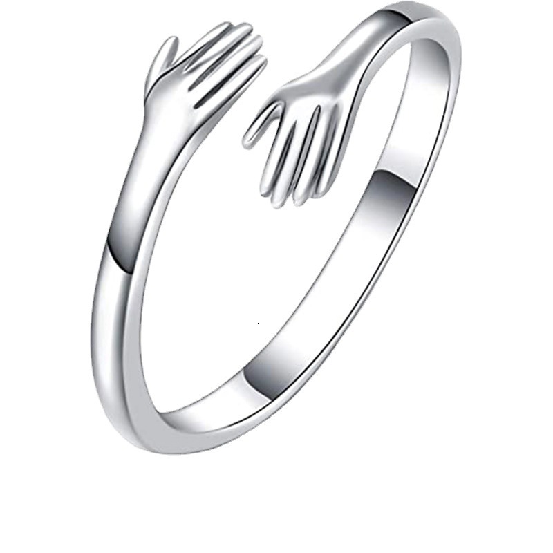 Top Source, niche design, love, warm embrace, titanium steel ring, popular hug, couple, ring