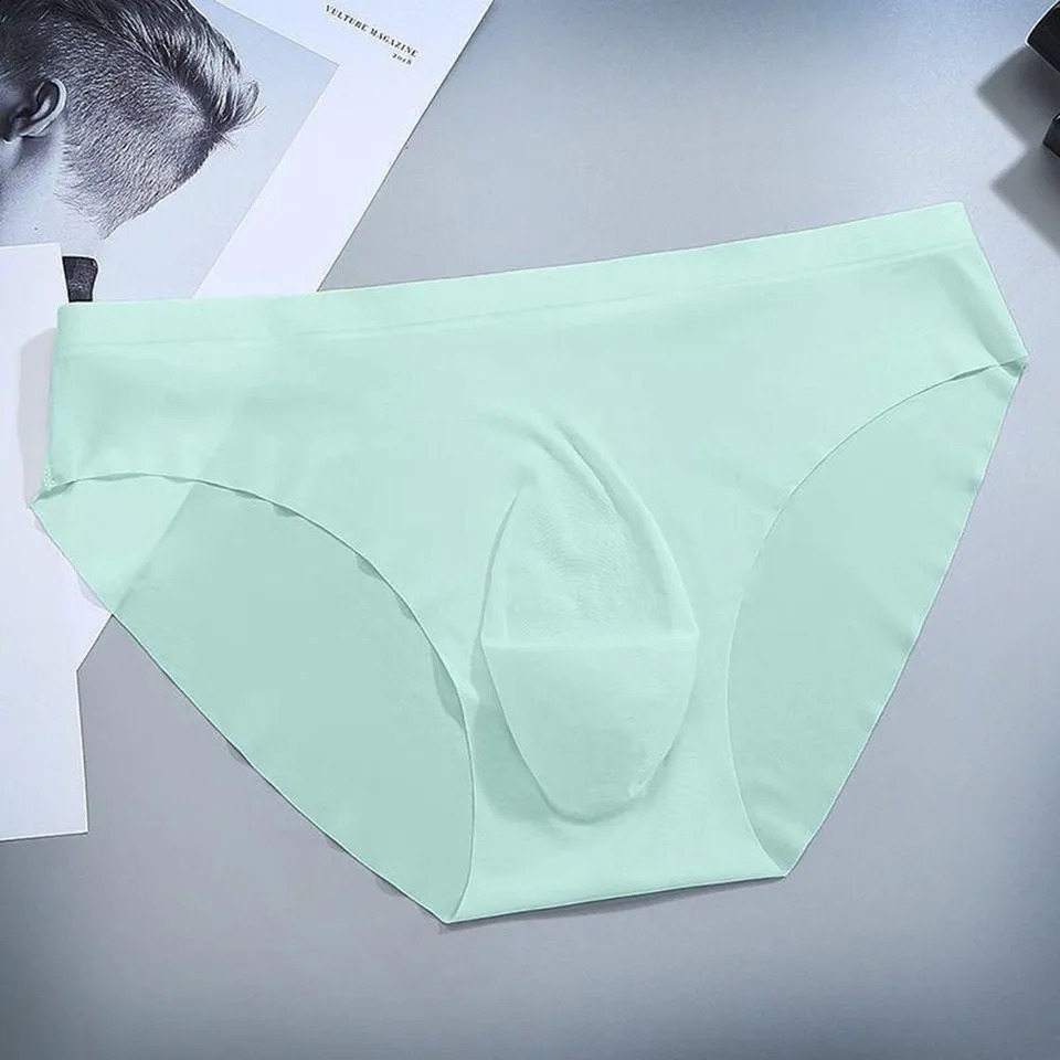 Sexy Mens Underwear Ice Cool Breathable Translucent Simple Solid Color Mid Waist Pump Raised Pocket Fabric 250417