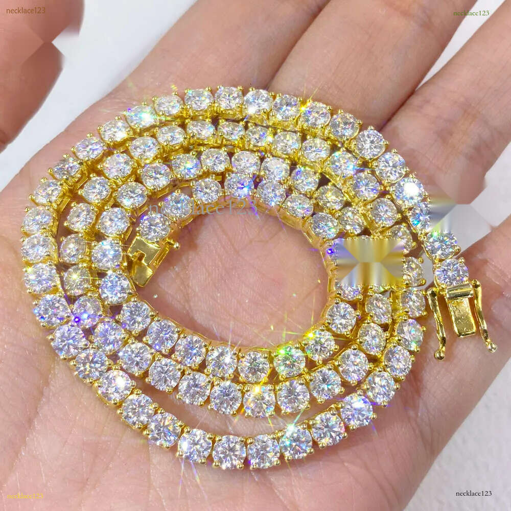 Hot Sale Hip Hop Iced Out Jewelry Fashion Dia Necklace S Sier 2MM 3MM 4MM 5MM Vvs Moissanite Tennis Chain
