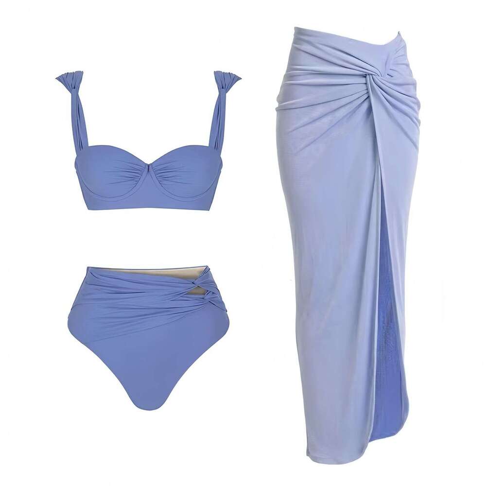 Gt Cut One Piece Swimsuit Bathing Suits 2025 Langqi New Swimsuit, Women's Solid Color Split Sexy Steel Support, Gathered Swimsuit New Arrival New
