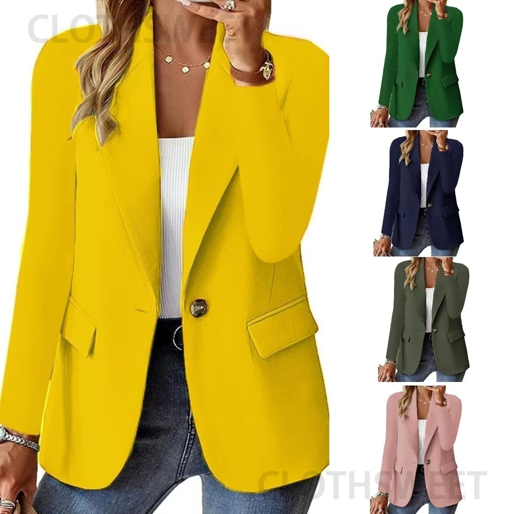 Fall 2024 long sleeved solid color cardigan small suit jacket for women