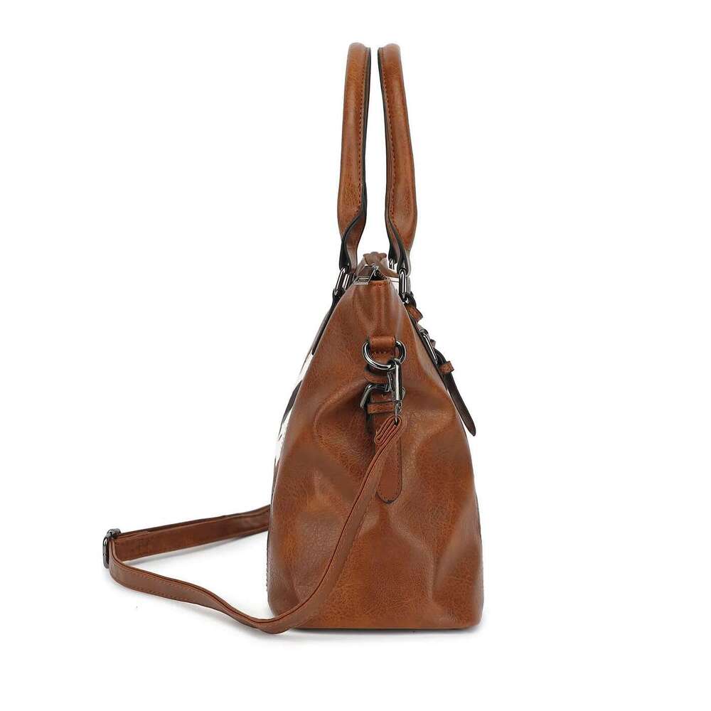 Women's Tote Handbag Combination Set With Classic Cow Pattern Pattern, Multi Capacity, Multiple Pockets, Single Shoulder Bag