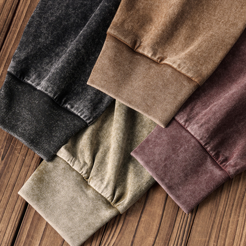 Men's Threaded Long Sleeved Pure Cotton Men's T-Shirt Trend Gradient Color Loose Autumn Round Neck Top Base Shirt luanyun