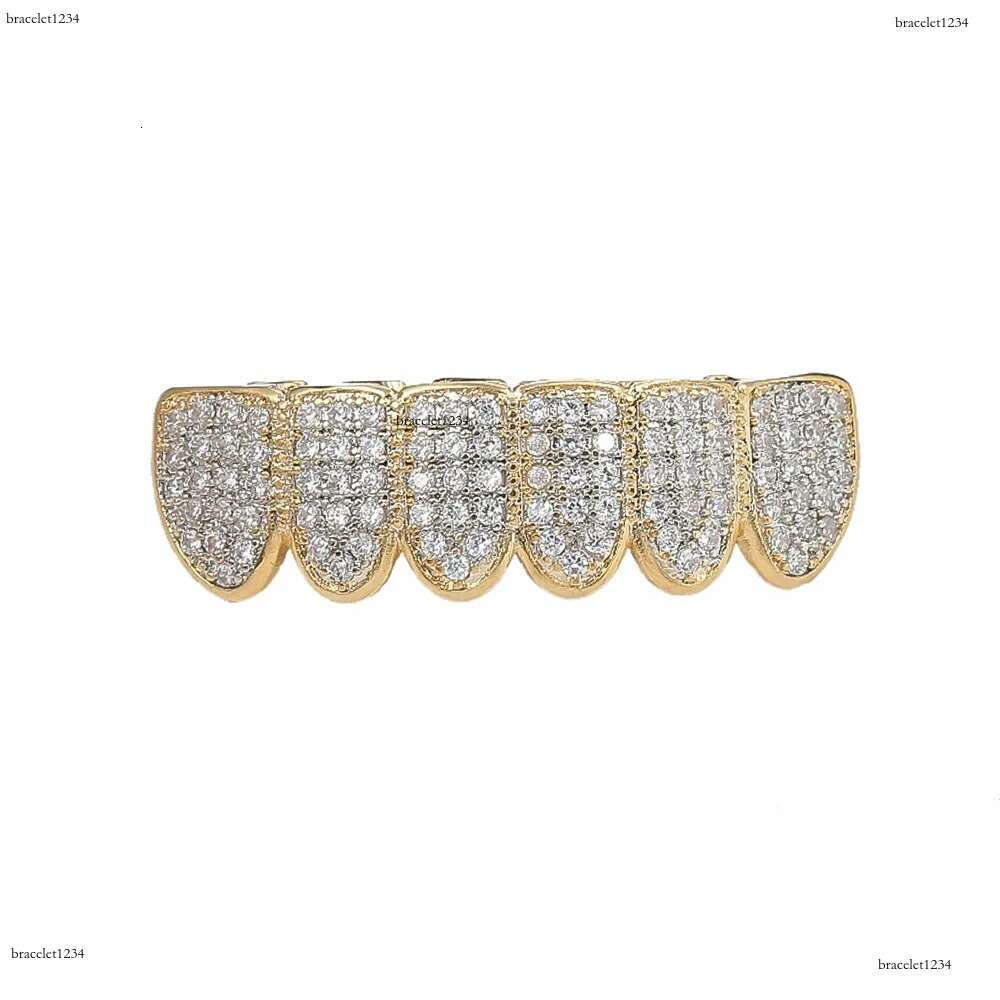 Luxury designer Gold shiny ice Teeth Ice out VVS Moissanite grill Ricky up and down grill set Hip Hop jewelry free shipping