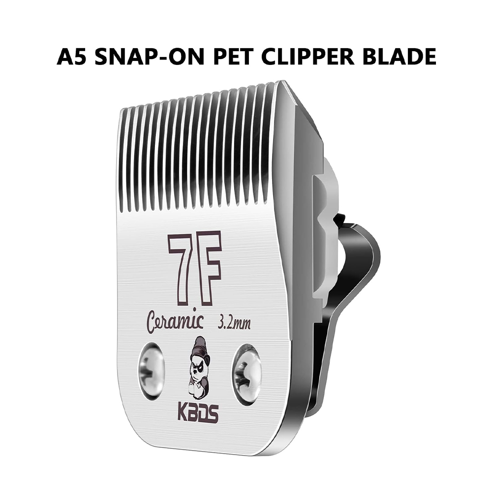 KBDS 7F Ceramic Detachable A5 Pet Dog Grooming Clipper Blades (1/8"-3.2mm) Compatible with Most Andis,Oster A5 Wahl KM Series Clippers(Customizab