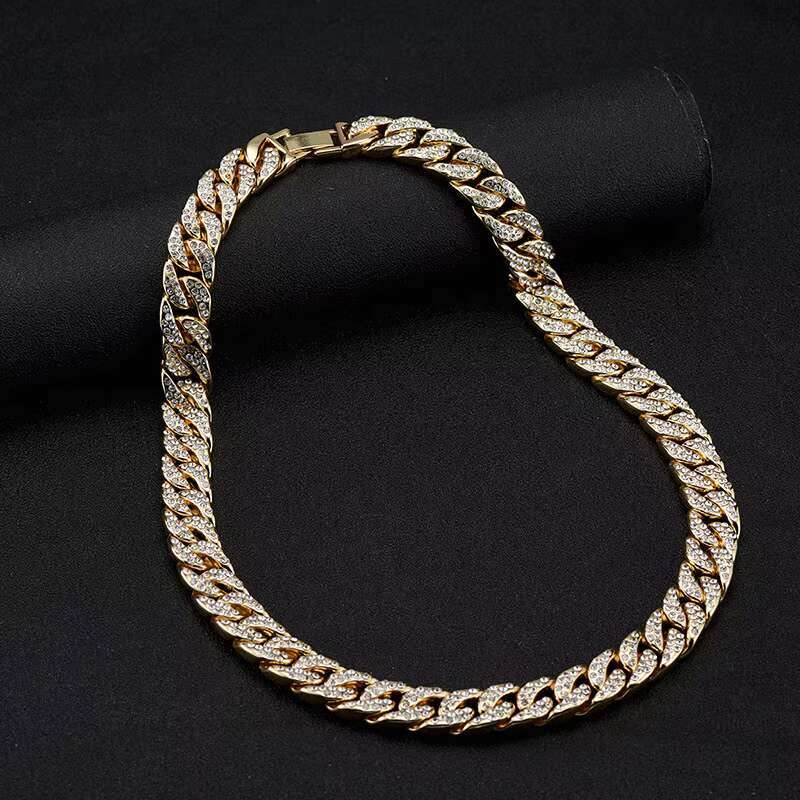 Fashionable Ins Style Cuban Diamonds Chain Hip-Hop Trendy Male Cuban Chain Necklace
