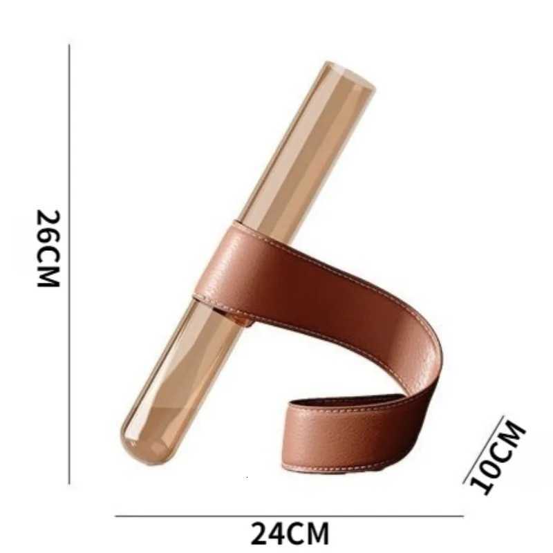 Nordic Modern Artistic Vases Simple Glass Tubular Living Room Desktop Vases Leather Bracket Handmade Luxury Personal Home Decor C251124