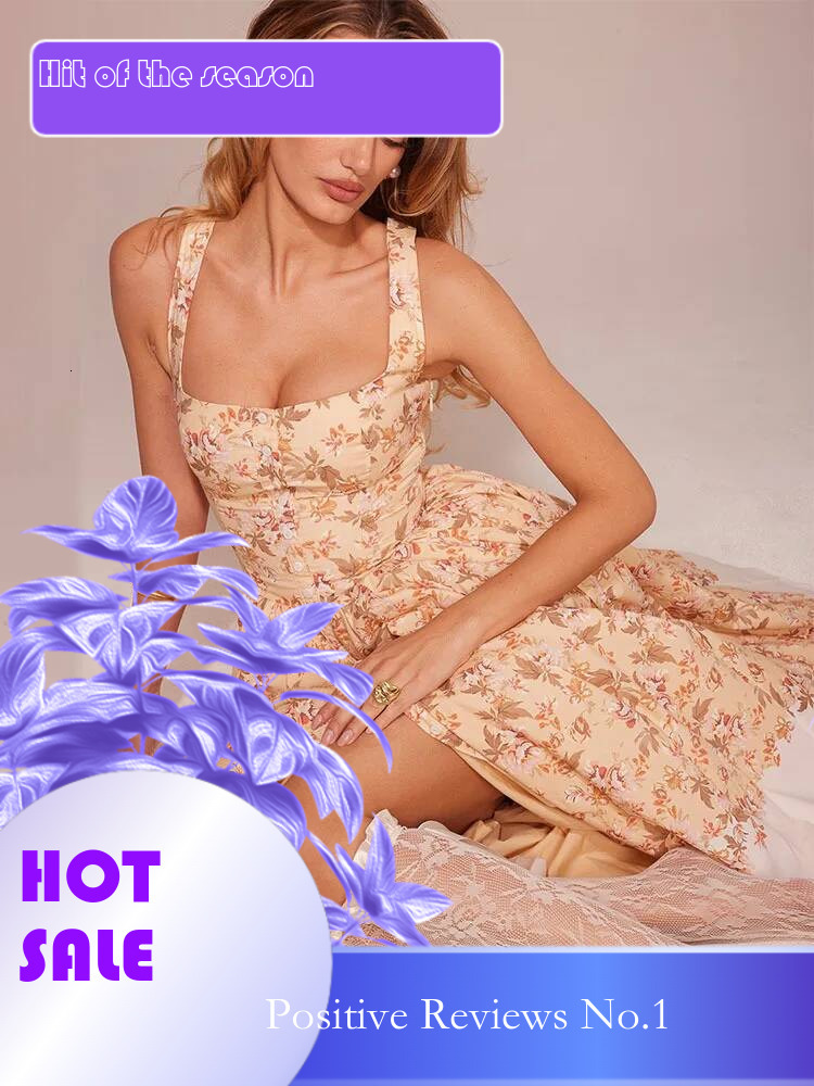 Dongdumaoyi Townlike Print Waist Wrap A Line Midi Long Dress Women Spaghetti Strap Spring Summer Nightclub Sexy Party Dresses