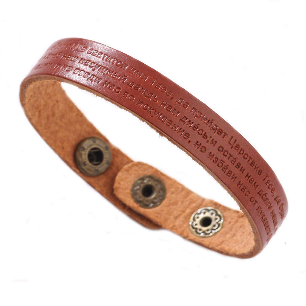 Hot selling jewelry bracelet, cross imprinted with genuine cowhide letters for men and women, personalized bracelet