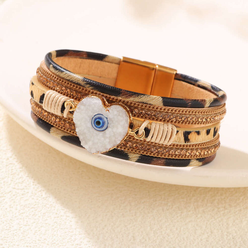 Fashionable New Women's Bohemian Love Dia Magnetic PU Artificial Leather Soft Bracelet