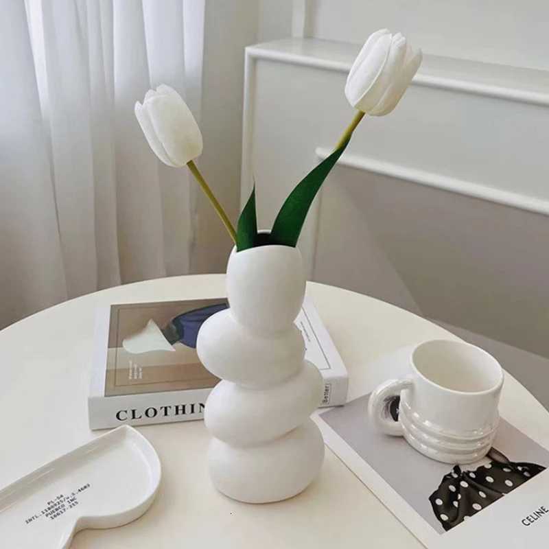 Nordic Vases Flowerpot Ceramic Flower Bottle Luxury Living Room Flower Vase Creative Aesthetic Table Decoration Home Accessories C251124