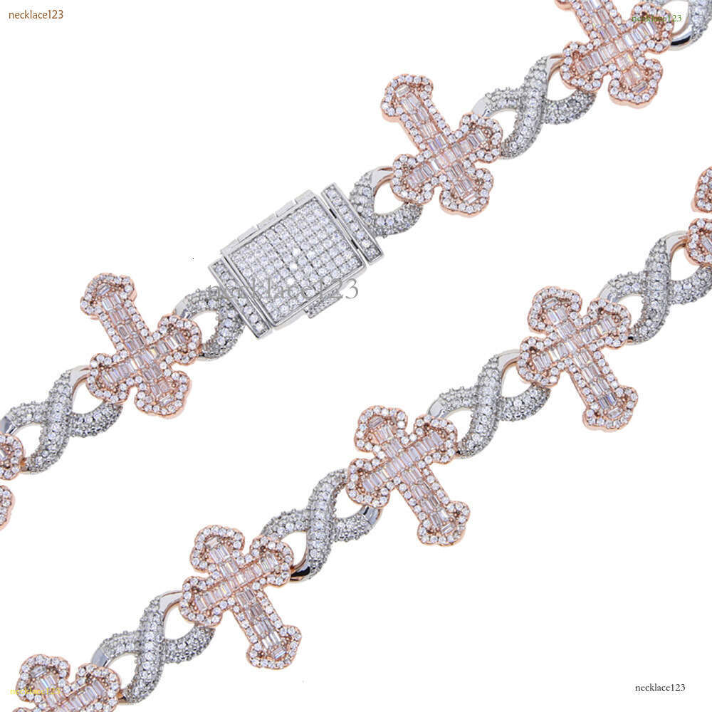 2025 latest model, Ice Out vs Mossany New Hip Hop 8-figure Unlimited Chain Ladder Square Cross Full Diameter bracelet for men and women Free shipping