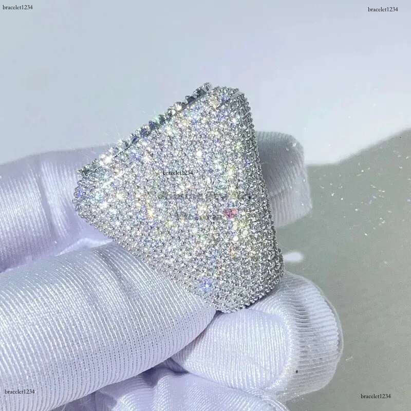 Wedding Rings Iced Out Ring for Men Real Gold Plated Prong Setting Copper CZ Stones Hip Hop Fashion Jewelry Trend 231025