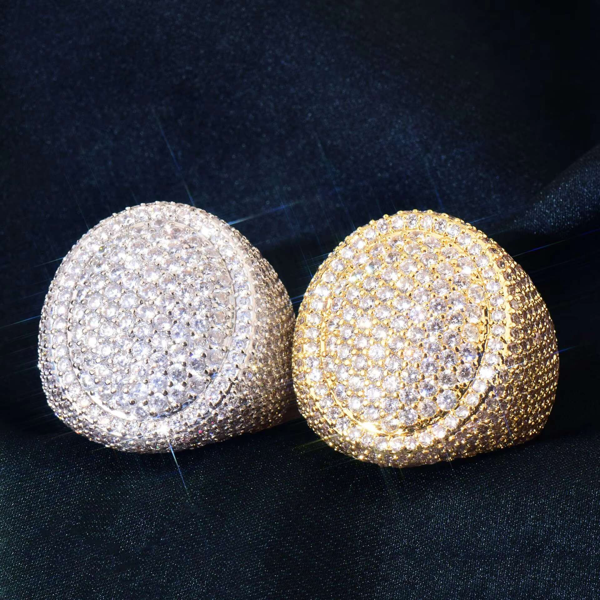 Hip Hop Gold Plated Icy Finger Rings Jewelry Fashion Iced Out Cubic Zirconia Pave Ring Men Diamond Chunky Gemstone Ring